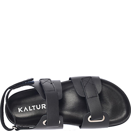Kaltur Dad Sandal In Black Leather