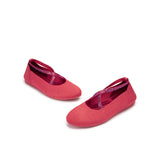 Rhinestone Cross Strap Knit Ballet Flats - Watermelon