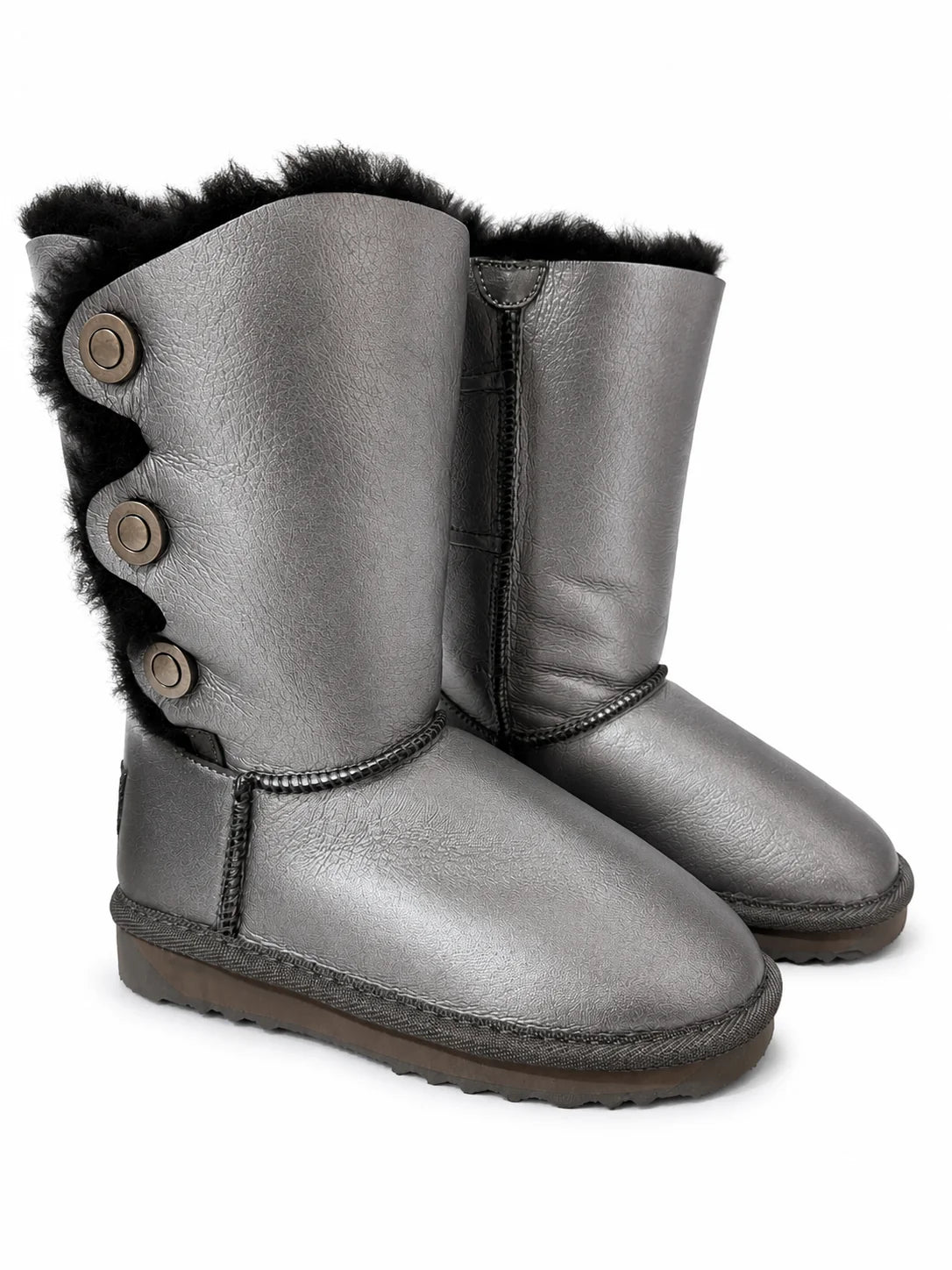 Australian Leather Ugg Classic Short Triple Button - Metallic Gunmetal - AU4