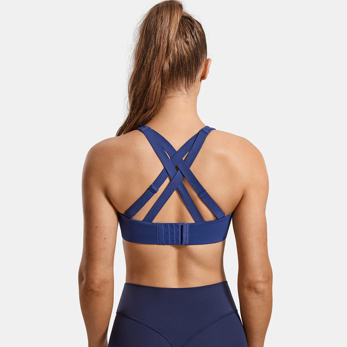 Power On Molded Cup Strappy Racerback Wireless Bra - Navy