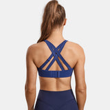 Power On Molded Cup Strappy Racerback Wireless Bra - Navy