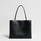 Soft Lambskin Leather Structured Tote Bag - Black