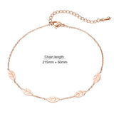 Bullion Gold Falling Leaves Chain Anklet in Rose Gold Layered Steel Jewellery