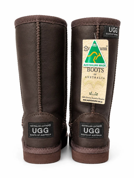 Australian Leather Ugg Kids Classic Leather Long - Chocolate - AU8
