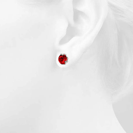 Krystal Couture Red Roses Studs Embellished with SWAROVSKI Crystals