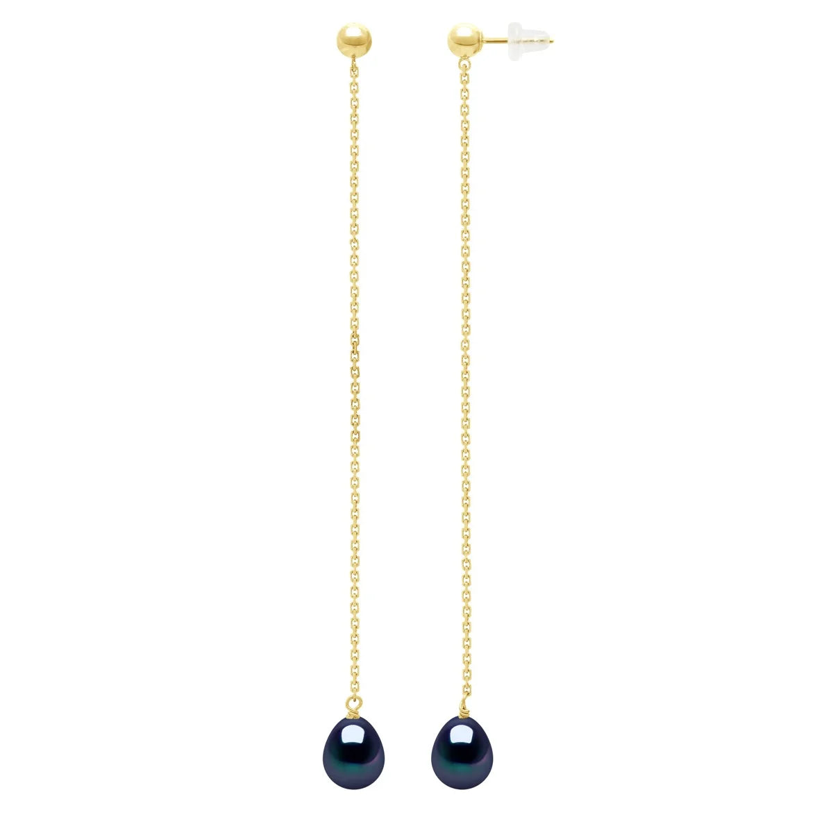 Drop Drop Earrings Pearl Black Yellow Gold