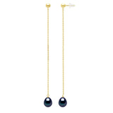 Drop Drop Earrings Pearl Black Yellow Gold