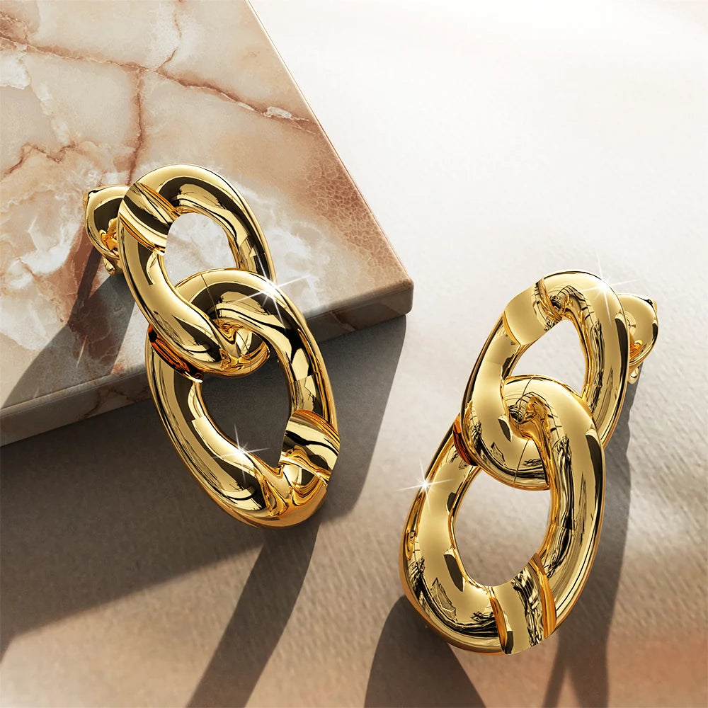 Bullion Gold Inscript Link Gold Layered Earrings