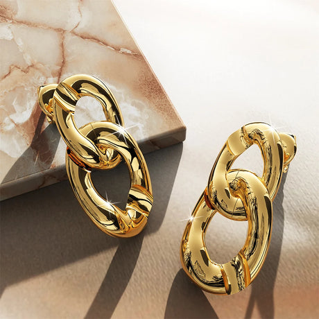 Bullion Gold Inscript Link Gold Layered Earrings