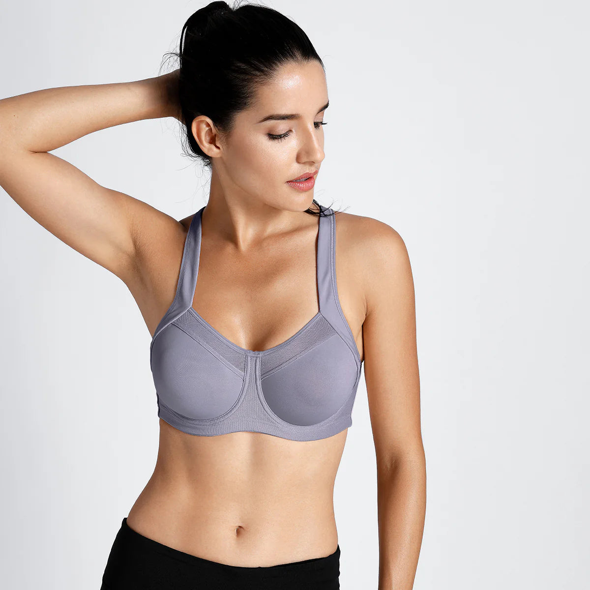No Bounce High Support Workout Bra - Grey
