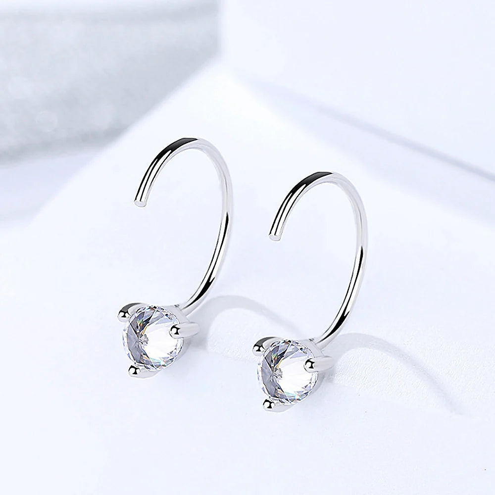 Solid 925 Sterling Silver Reverse Simulated Diamond Earrings