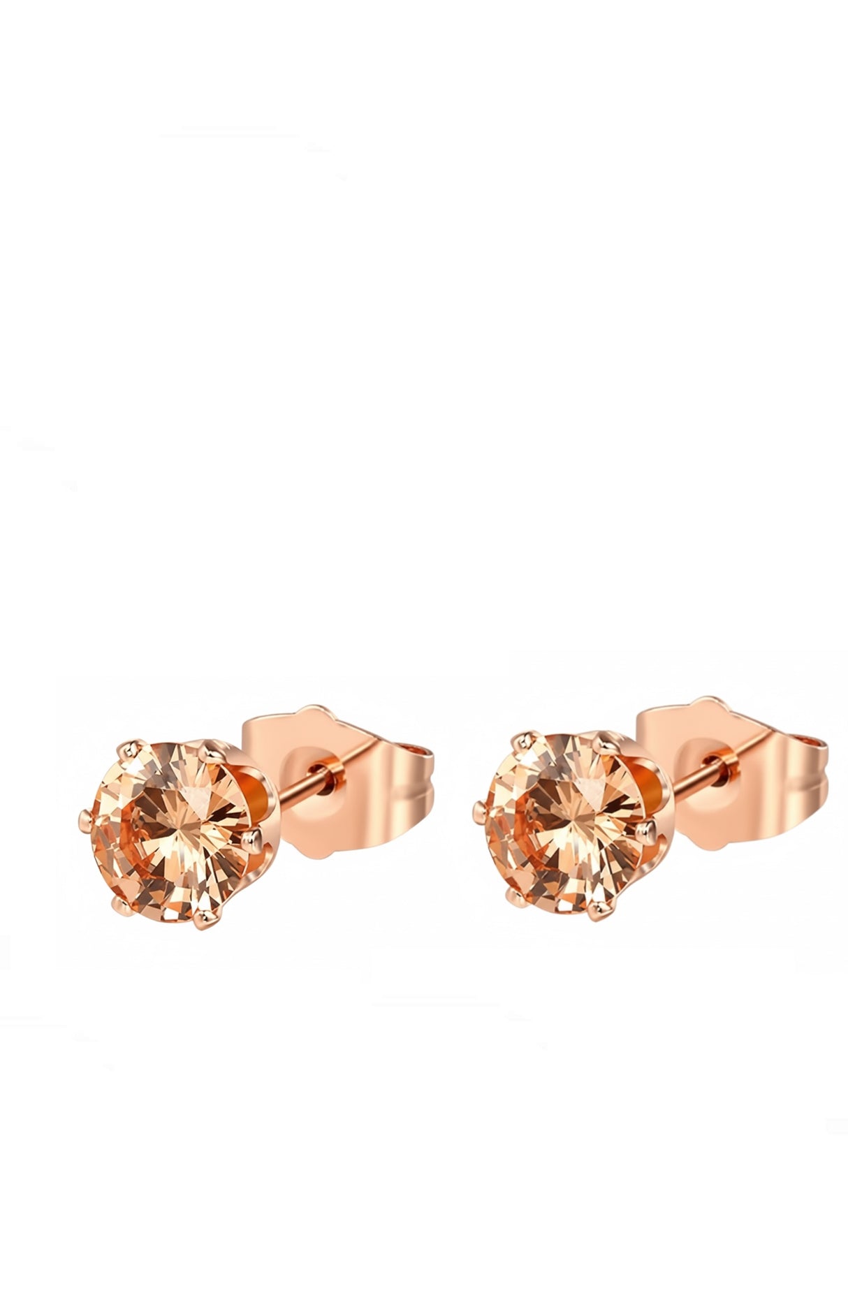 Liv Oliver 18K Rose Gold Champagne Cz Stud Earrings