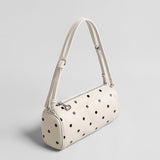 Polka Dot Cylinder Pillow Bag - Ivory