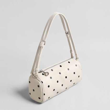Polka Dot Cylinder Pillow Bag - Ivory