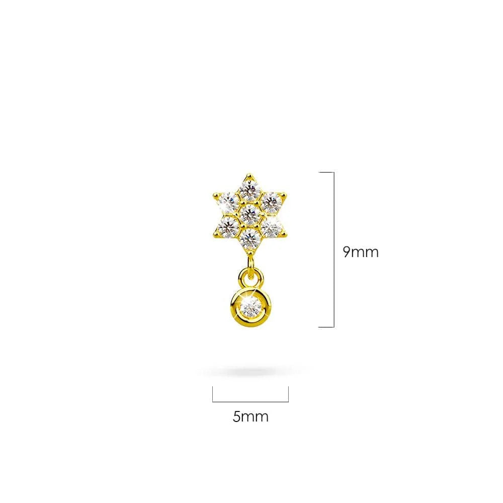 Solid 925 Sterling Silver Pretty & Petite Zircon Drop Earrings in Gold Vermeil