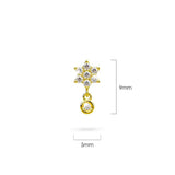 Solid 925 Sterling Silver Pretty & Petite Zircon Drop Earrings in Gold Vermeil