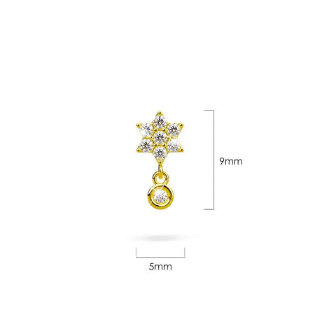 Solid 925 Sterling Silver Pretty & Petite Zircon Drop Earrings in Gold Vermeil