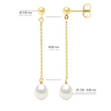 Earrings Real Cultured Freshwater Pearls Pear 7-8 mm - Natural Pearl White - Longueur 42 cm