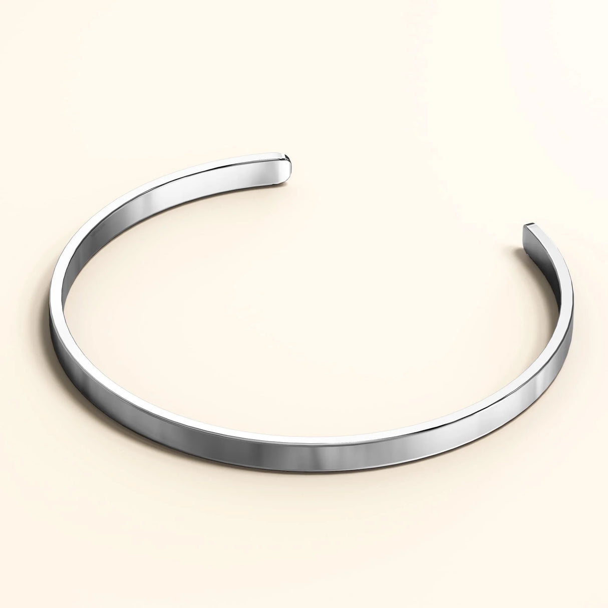 Bullion Gold Avenue Classic Cuff Bangle White Gold - 4mm