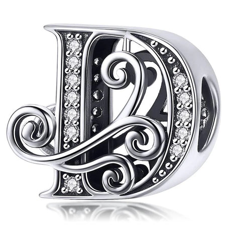 Solid 925 Sterling Silver Vintage Inspired Antique Alphabet Charm