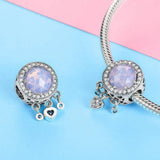 Solid 925 Sterling Silver Trapped Love CZ Charm
