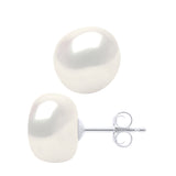 Earrings of Silver 925 and Real Cultured Freshwater Pearls Baroque 10 - Natural White - Longueur 42 cm