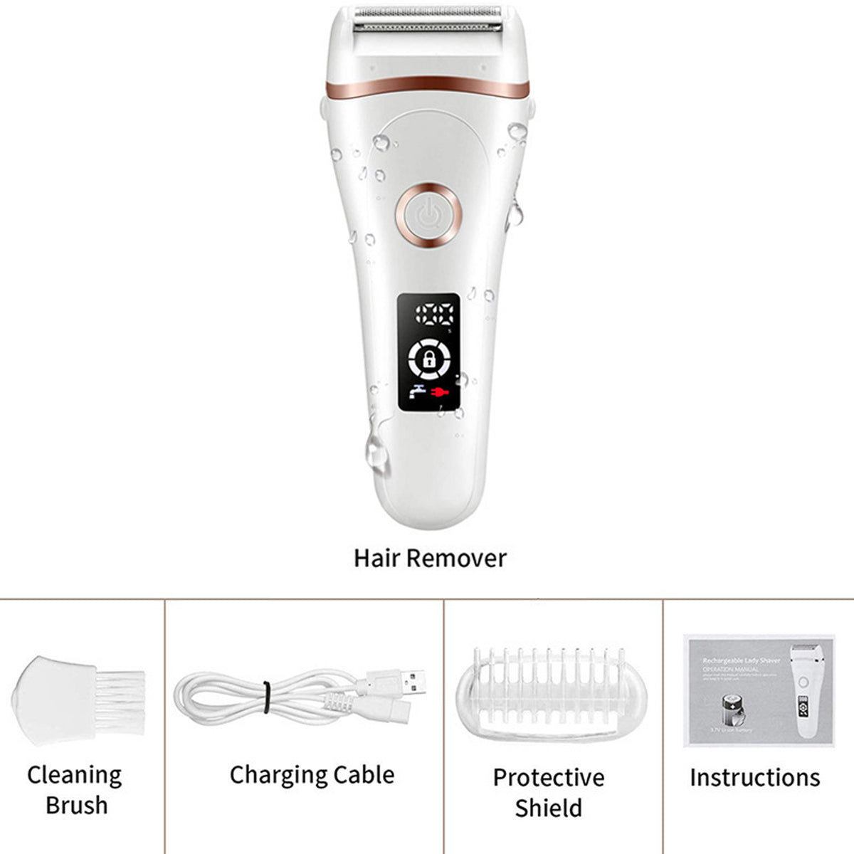 Lady Shaver Hair Remover Women Waterproof IPX6 Stainless Steel Blade USB Charge
