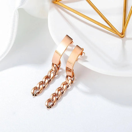 Bullion Gold Royal Chain Stud Earrings in Rose Gold