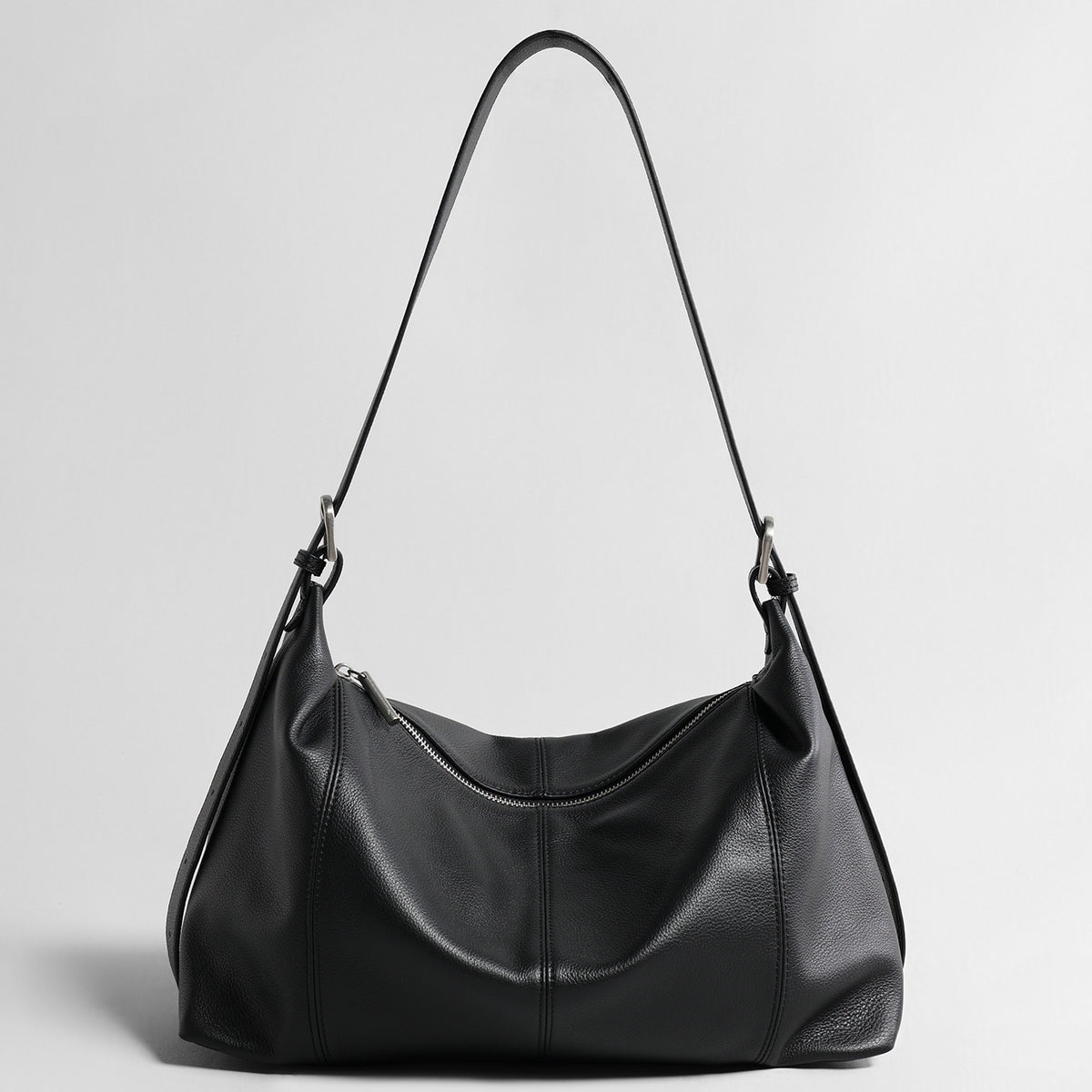Slouchy Leather Hobo Bag – Pebbled Crescent Shoulder & Underarm Bag