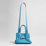 Togo Leather Structured Tote - Blue