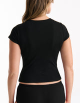 Ambra Refined Round Neck Tee - Black