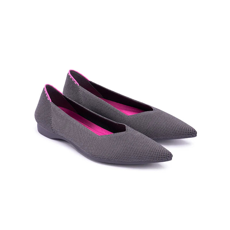 Charlotte Casual Pointed Toe Commuter Flats - Charcoal