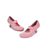 Fishnet Mary Jane Pumps - Pink
