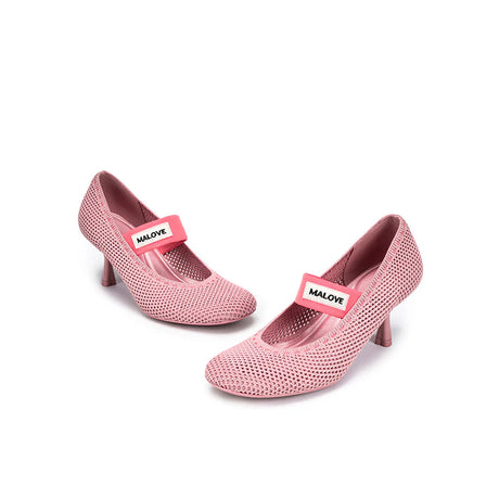 Fishnet Mary Jane Pumps - Pink