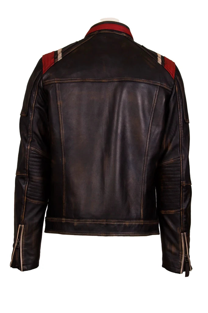 Mens Leather Jacket in Black Ruboff