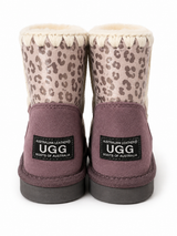Australian Leather Ugg Mini Leopard Trim Eskimo - Lilac - AU5