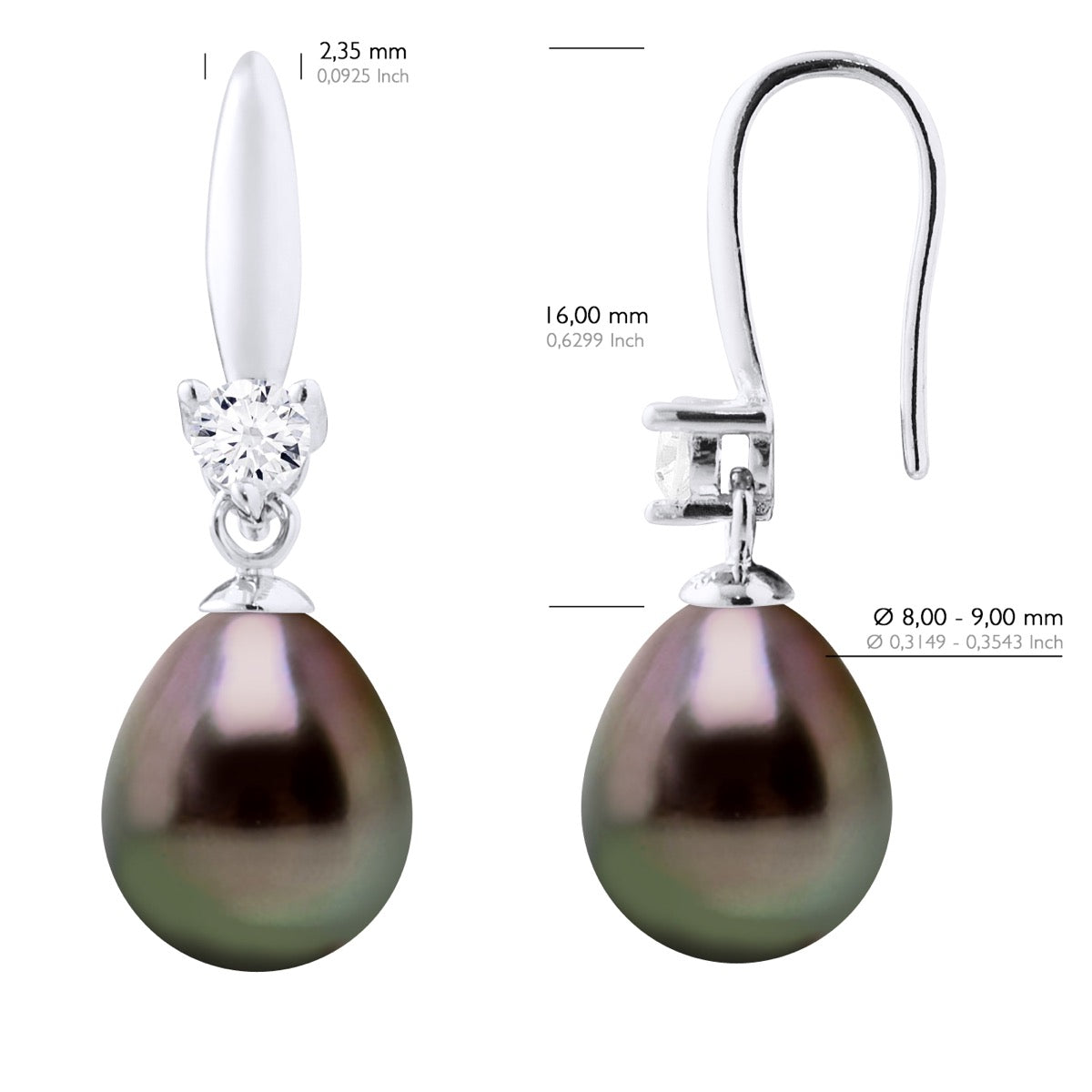 Earrings Silver 925 & Cubic Zirconia - Longueur 18 cm