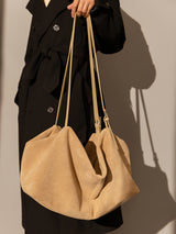 Slouchy Suede Leather Shoulder Bag - Camel