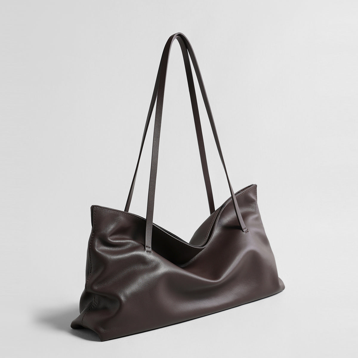 Slouchy Wave Leather Tote Bag – Large Draped Shoulder Bag