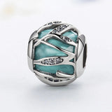 Solid 925 Sterling Silver Magical Ball Teal CZ Charm