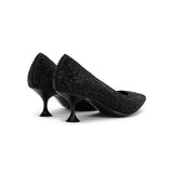 Cocktail Rhinestone Kitten Heels - Black