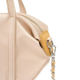 BAMEI Mini Triacetate Satin Boston Bag with Leather Chain Strap - Nude