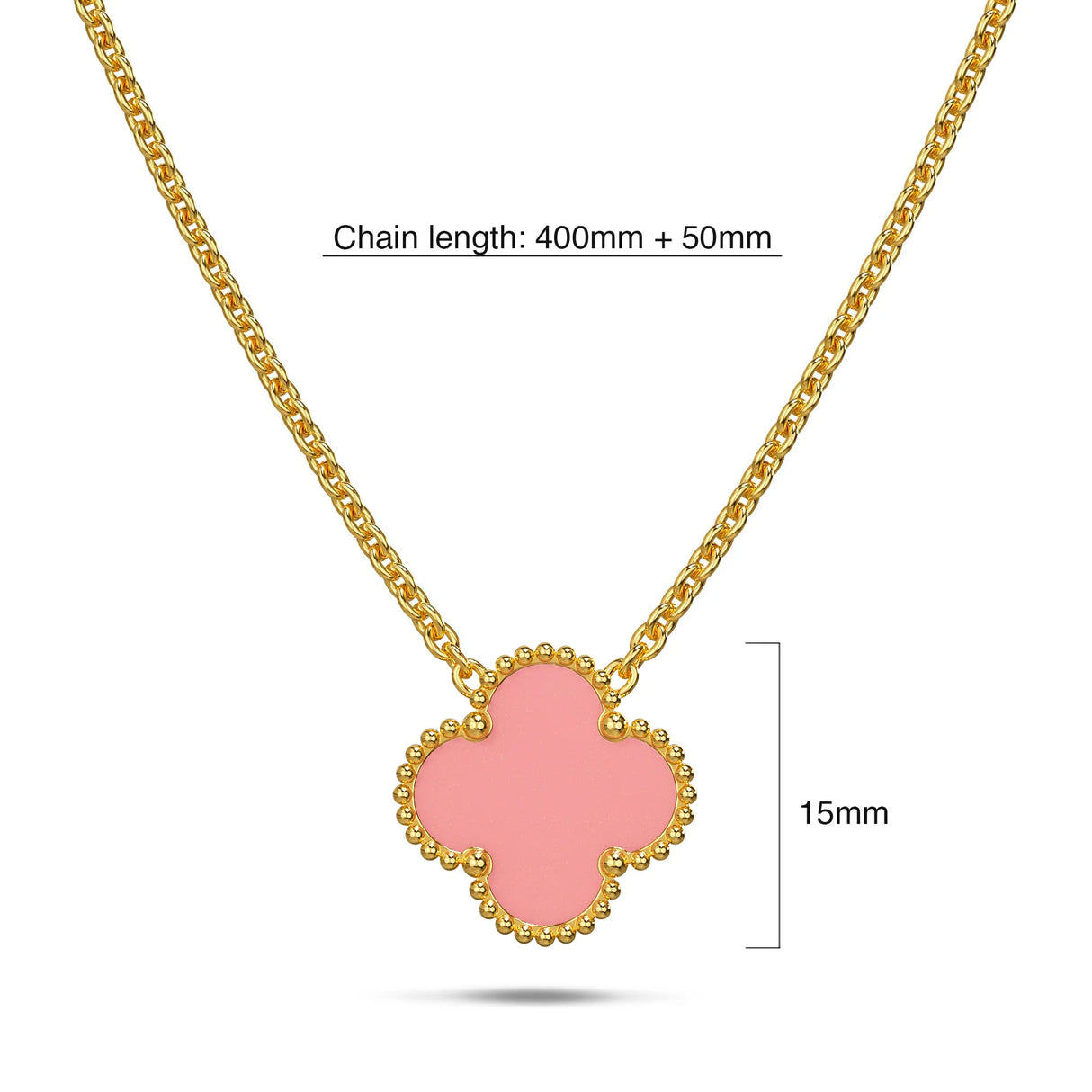 Bullion Gold Pink Clover Necklace