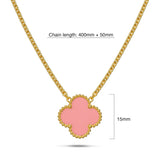 Bullion Gold Pink Clover Necklace