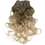 Two Tone Ombre High Grade Brown Curly Hair 7Piece 16Clips 24" Hair Extension 01