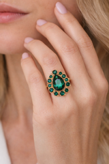 Liv Oliver 18K Gold Green Statement Ring