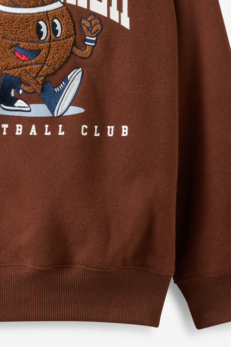 Cotton On Kids Boys Sammy Oversize Crew - Rocky Road/Playmaker Basketball Club