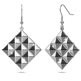 Bullion Gold Fascination Geometric Style Diamond Shape Metallic Earrings White Gold