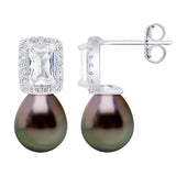 Hanging Earrings Real Cultured Tahiti Pearls 8-9 mm - Longueur 18 cm
