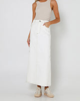 Lost In Lunar Women's Oslo Maxi Skirt - White Denim